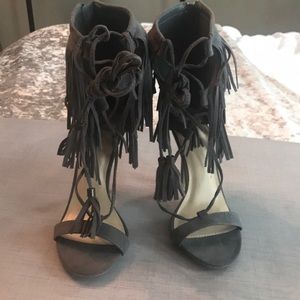 Brand new grey fringe open toe sandals